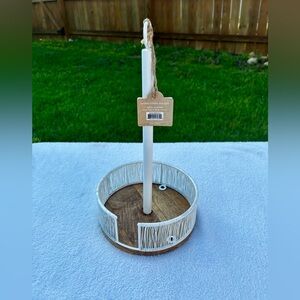 New Minimalist Metal White and Brown Paper Towel Holder